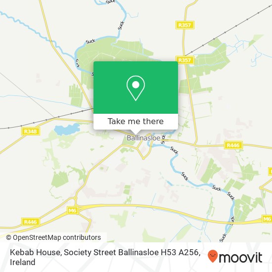 Kebab House, Society Street Ballinasloe H53 A256 map