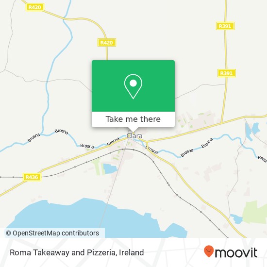 Roma Takeaway and Pizzeria, Main Street Clara, County Offaly map