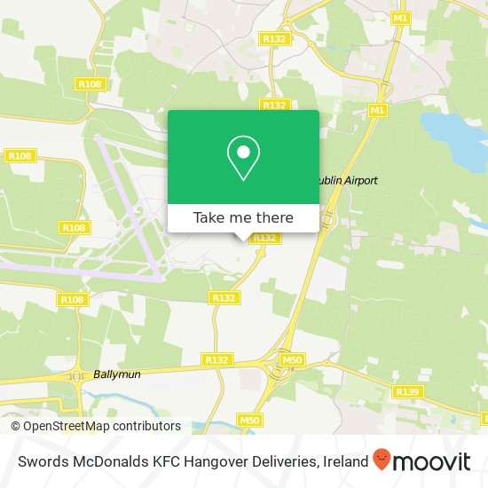 Swords McDonalds KFC Hangover Deliveries, Corballis Road South Dublin Airport plan