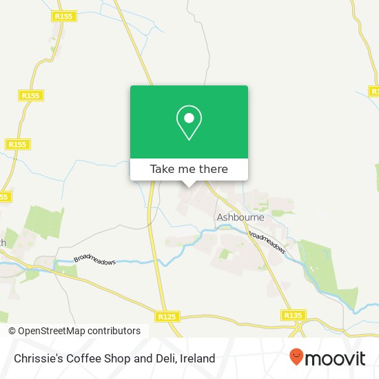 Chrissie's Coffee Shop and Deli, Brindley Park Square Ashbourne A84 T043 map