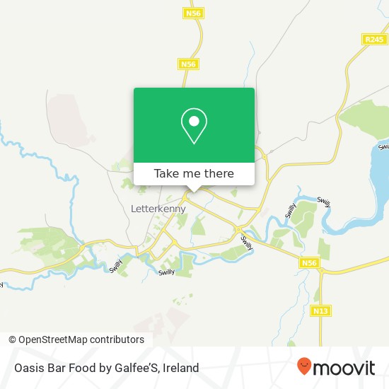 Oasis Bar Food by Galfee’S, Port Road Letterkenny map