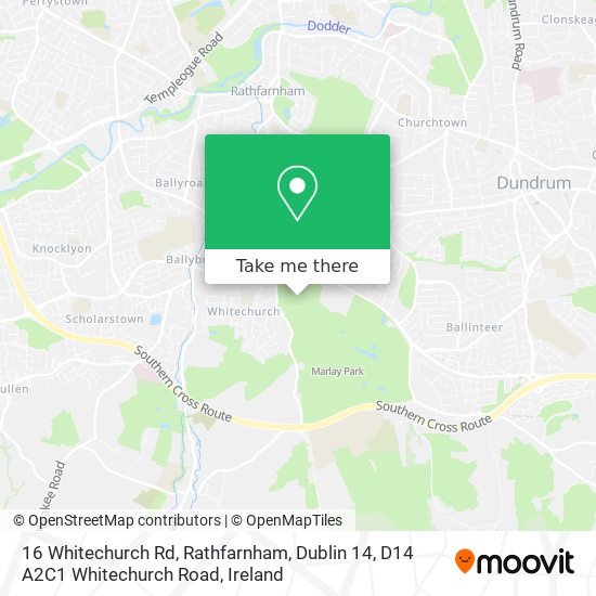 16 Whitechurch Rd, Rathfarnham, Dublin 14, D14 A2C1 Whitechurch Road map