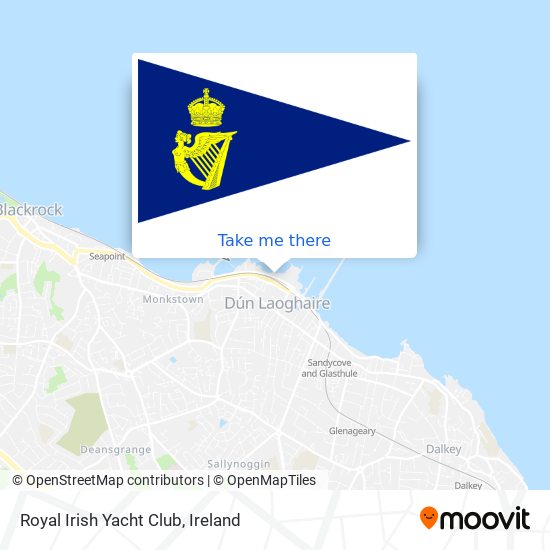 How to get to Royal Irish Yacht Club in Dún Laoghaire by Bus or Train?