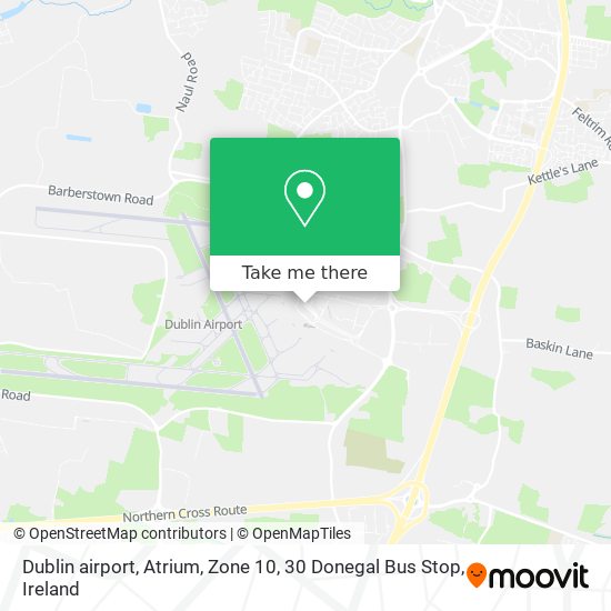 Dublin airport, Atrium, Zone 10, 30 Donegal Bus Stop map