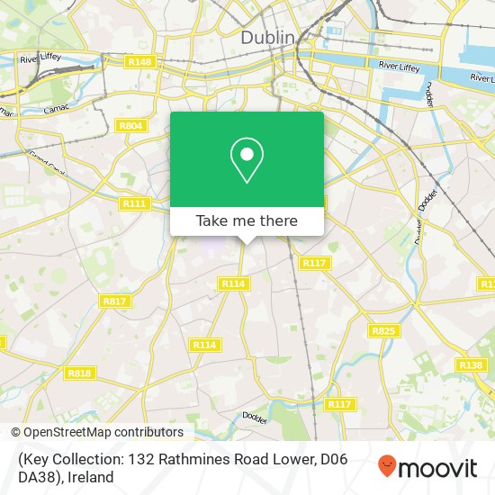 (Key Collection: 132 Rathmines Road Lower, D06 DA38) map