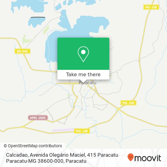 Mapa Calcadao, Avenida Olegário Maciel, 415 Paracatu Paracatu-MG 38600-000