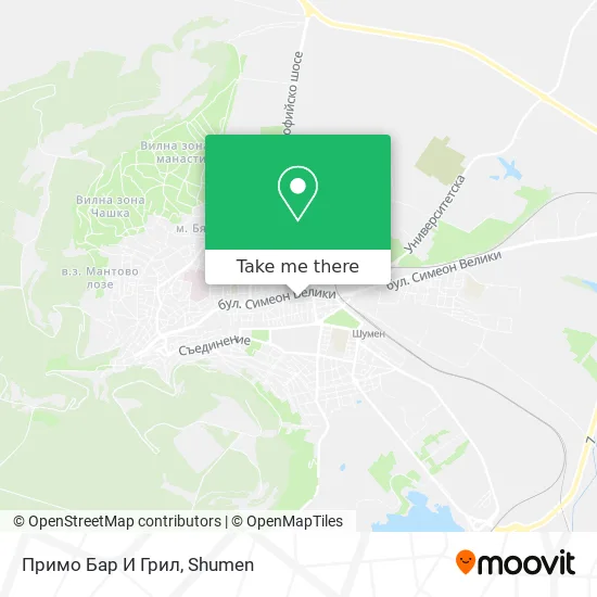 Карта Примо Бар И Грил