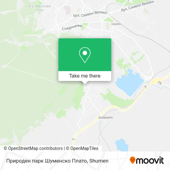 Карта Природен парк Шуменско Плато