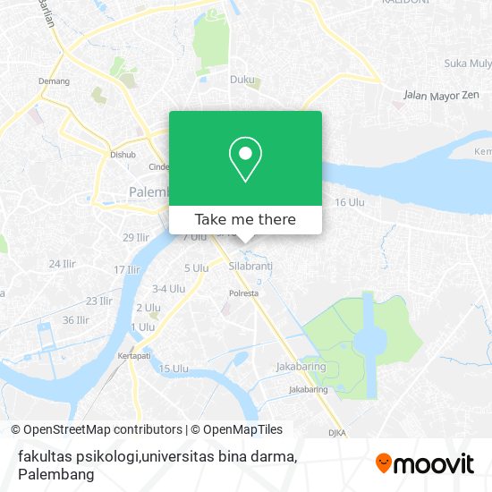 fakultas psikologi,universitas bina darma map