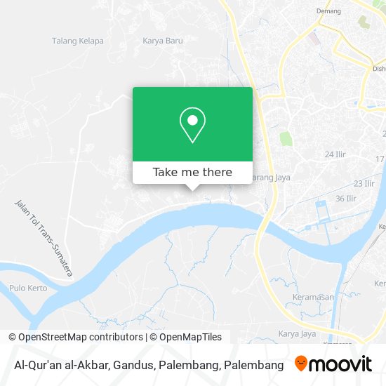 Al-Qur'an al-Akbar, Gandus, Palembang map