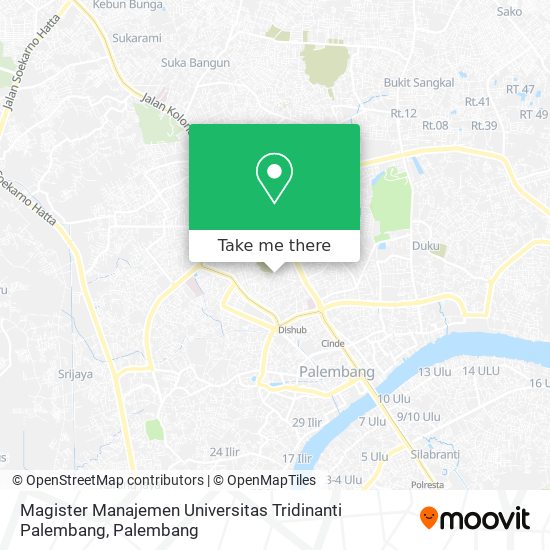 Magister Manajemen Universitas Tridinanti Palembang map