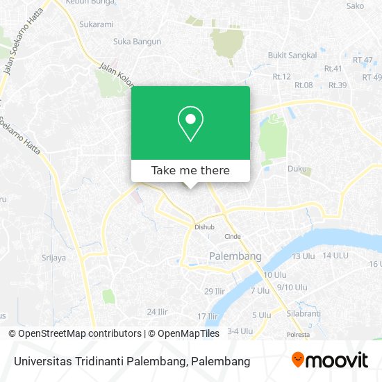 Universitas Tridinanti Palembang map