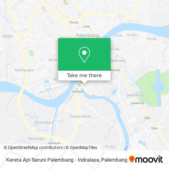 Kereta Api Seruni Palembang - Indralaya map