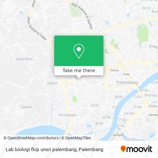 Lab biologi fkip unsri palembang map