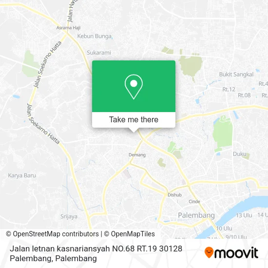 Jalan letnan kasnariansyah NO.68 RT.19 30128 Palembang map