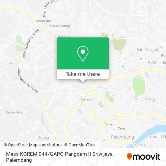 Mess KOREM 044 / GAPO Pangdam II Sriwijaya map