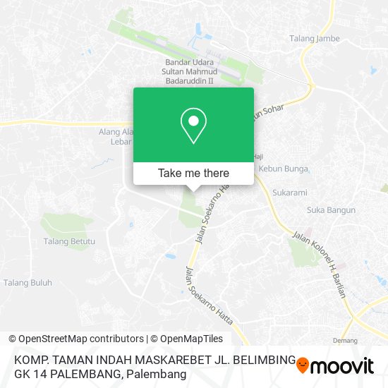 KOMP. TAMAN INDAH MASKAREBET JL. BELIMBING GK 14 PALEMBANG map