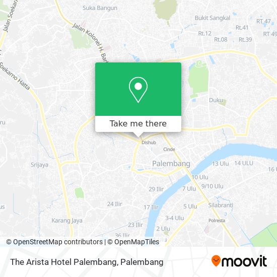 The Arista Hotel Palembang map