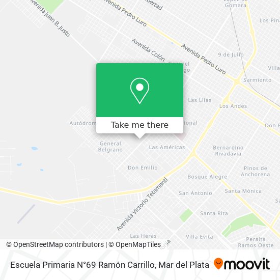 Mapa de Escuela Primaria N°69 Ramón Carrillo