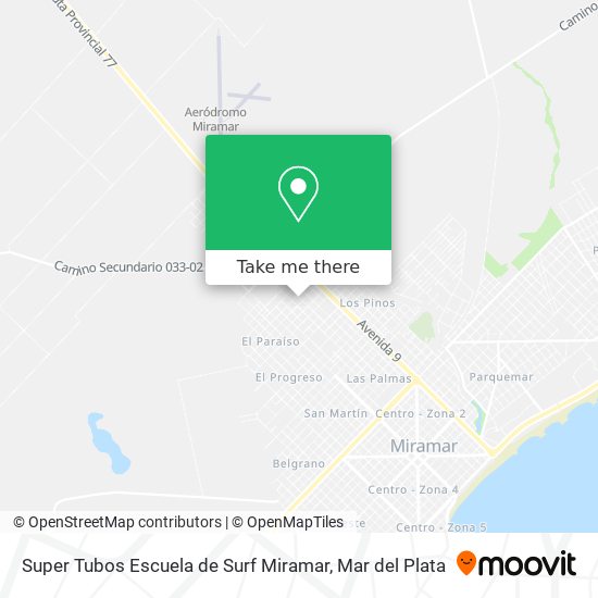 Mapa de Super Tubos Escuela de Surf Miramar