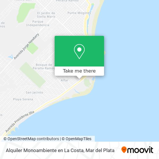 Mapa de Alquiler Monoambiente en La Costa