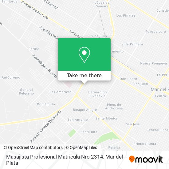 Mapa de Masajista Profesional Matricula Nro 2314