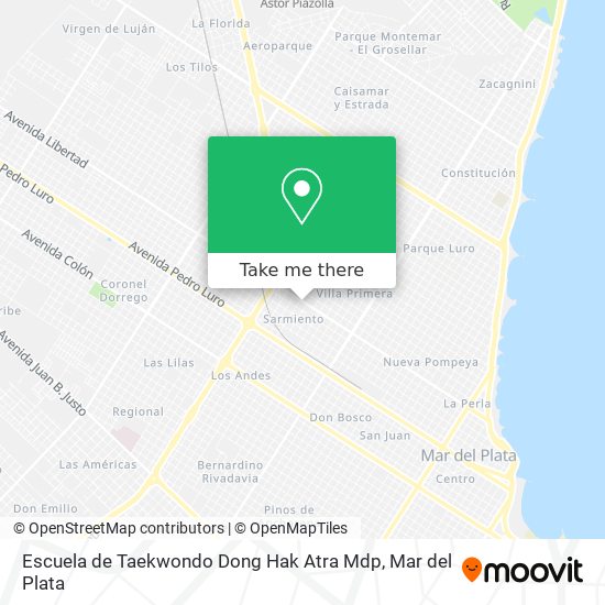 Mapa de Escuela de Taekwondo Dong Hak Atra Mdp