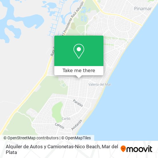 Mapa de Alquiler de Autos y Camionetas-Nico Beach