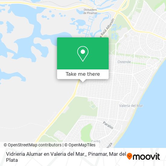 Mapa de Vidrieria Alumar en Valeria del Mar_ Pinamar