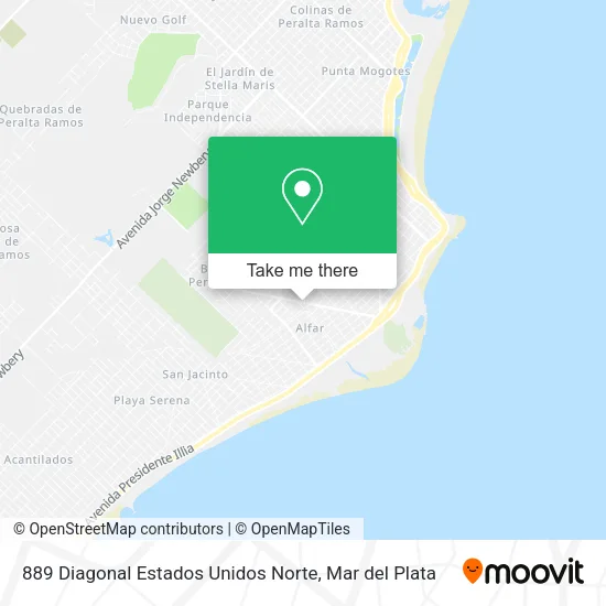 889 Diagonal Estados Unidos Norte map