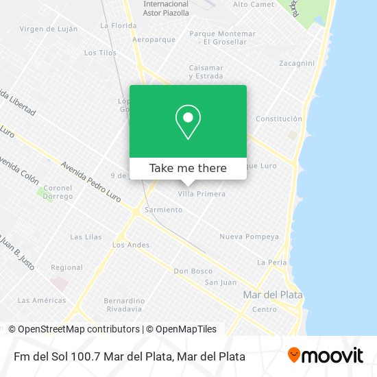 Fm del Sol 100.7 Mar del Plata map