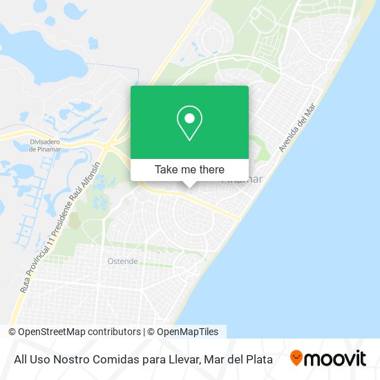 Mapa de All Uso Nostro Comidas para Llevar