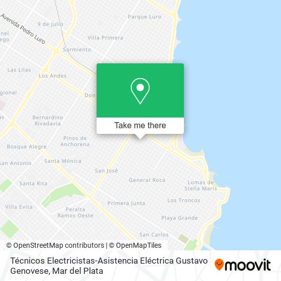 Mapa de Técnicos Electricistas-Asistencia Eléctrica Gustavo Genovese