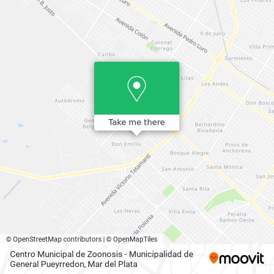 Mapa de Centro Municipal de Zoonosis - Municipalidad de General Pueyrredon