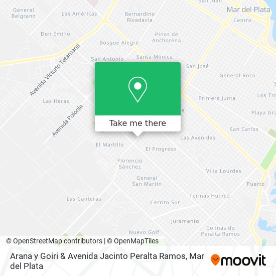 Arana y Goiri & Avenida Jacinto Peralta Ramos map