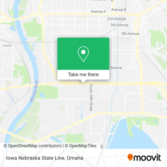 Iowa Nebraska State Line map