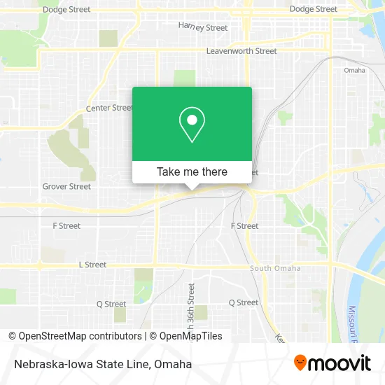 Nebraska-Iowa State Line map