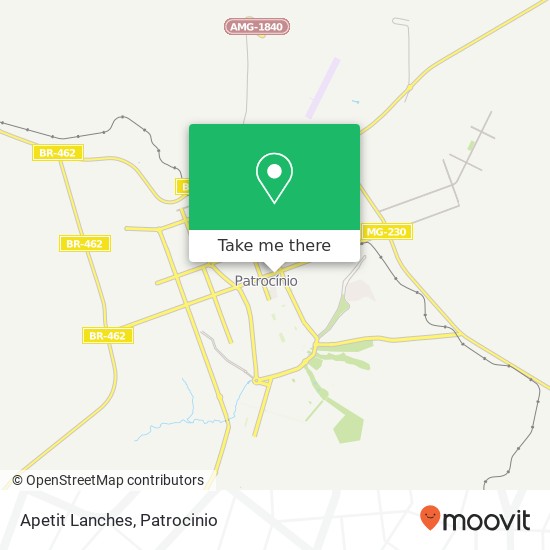 Mapa Apetit Lanches, Avenida José Maria Alkimim, 868 Centro Patrocínio-MG 38740-000