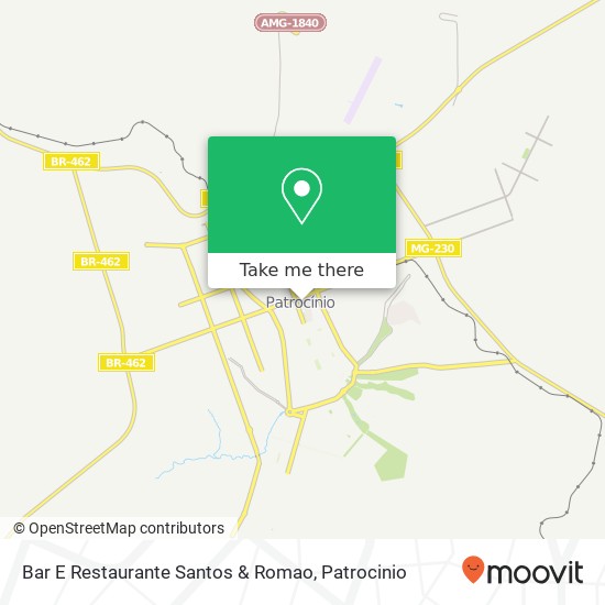 Mapa Bar E Restaurante Santos & Romao, Rua Presidente Vargas, 1685 Centro Patrocínio-MG 38740-000