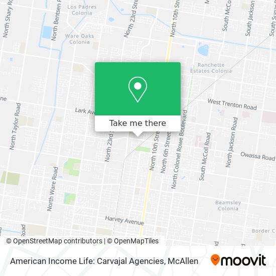 Mapa de American Income Life: Carvajal Agencies