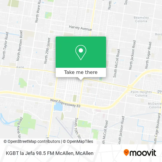 Mapa de KGBT la Jefa 98.5 FM McAllen