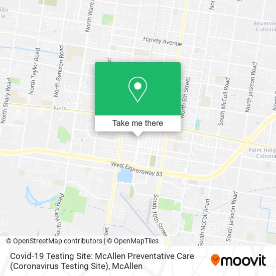 Mapa de Covid-19 Testing Site: McAllen Preventative Care (Coronavirus Testing Site)