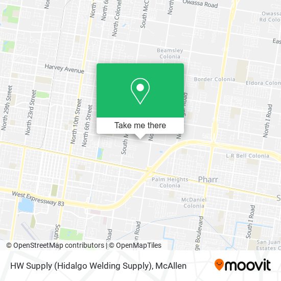 Mapa de HW Supply (Hidalgo Welding Supply)