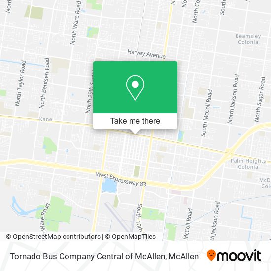 Mapa de Tornado Bus Company Central of McAllen