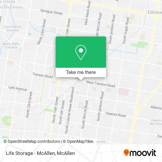 Mapa de Life Storage - McAllen