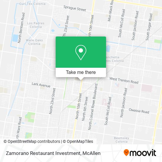 Zamorano Restaurant Investment map