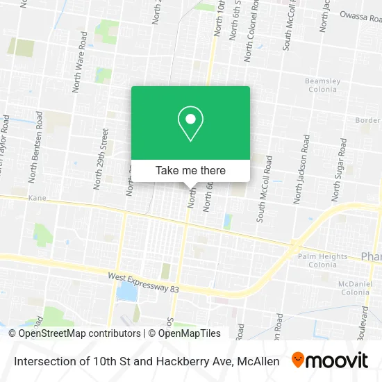Mapa de Intersection of 10th St and Hackberry Ave
