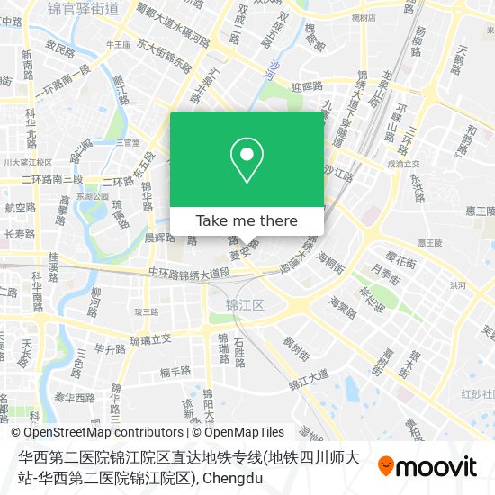 华西第二医院锦江院区直达地铁专线(地铁四川师大站-华西第二医院锦江院区) map