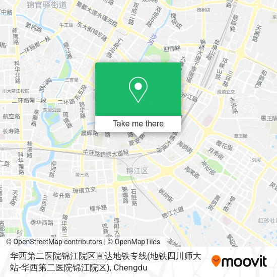 华西第二医院锦江院区直达地铁专线(地铁四川师大站-华西第二医院锦江院区) map