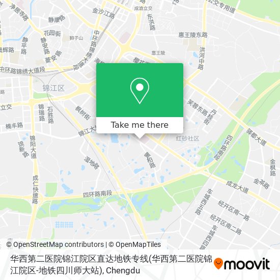 华西第二医院锦江院区直达地铁专线(华西第二医院锦江院区-地铁四川师大站) map